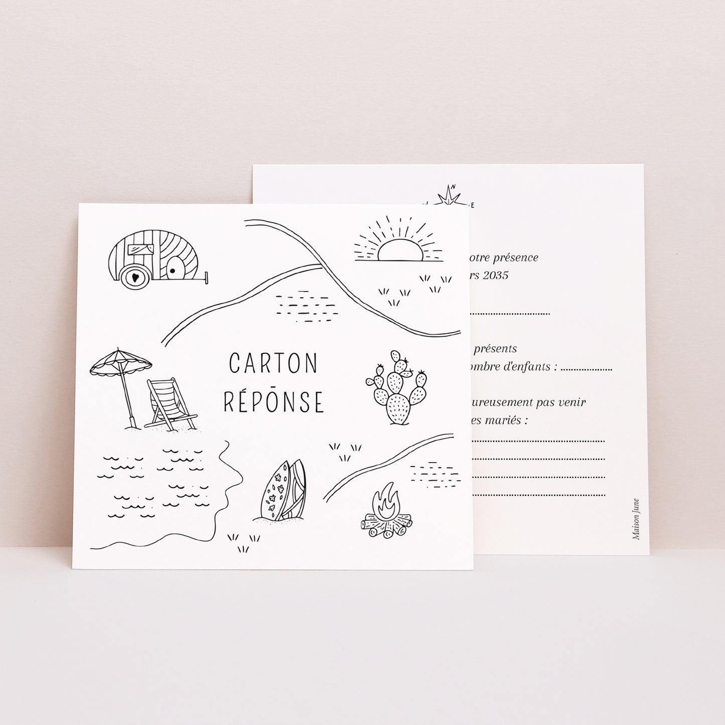 Carton réponse Mariage Carré Le Plan du Bonheur photo N° 1