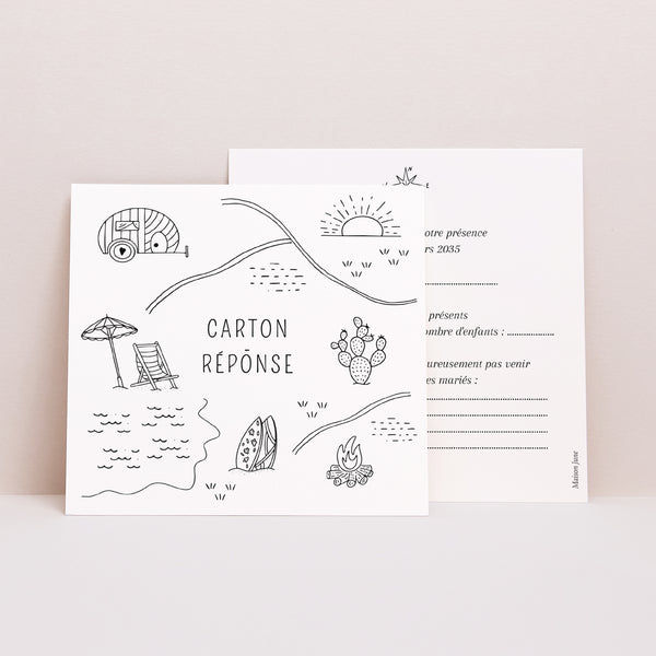 Carton réponse Mariage Carré Le Plan du Bonheur photo