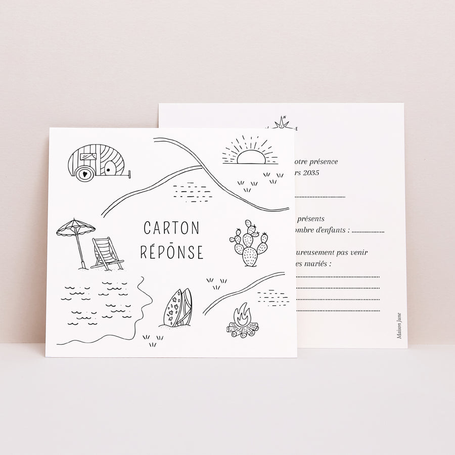 Carton réponse Mariage Carré Le Plan du Bonheur photo