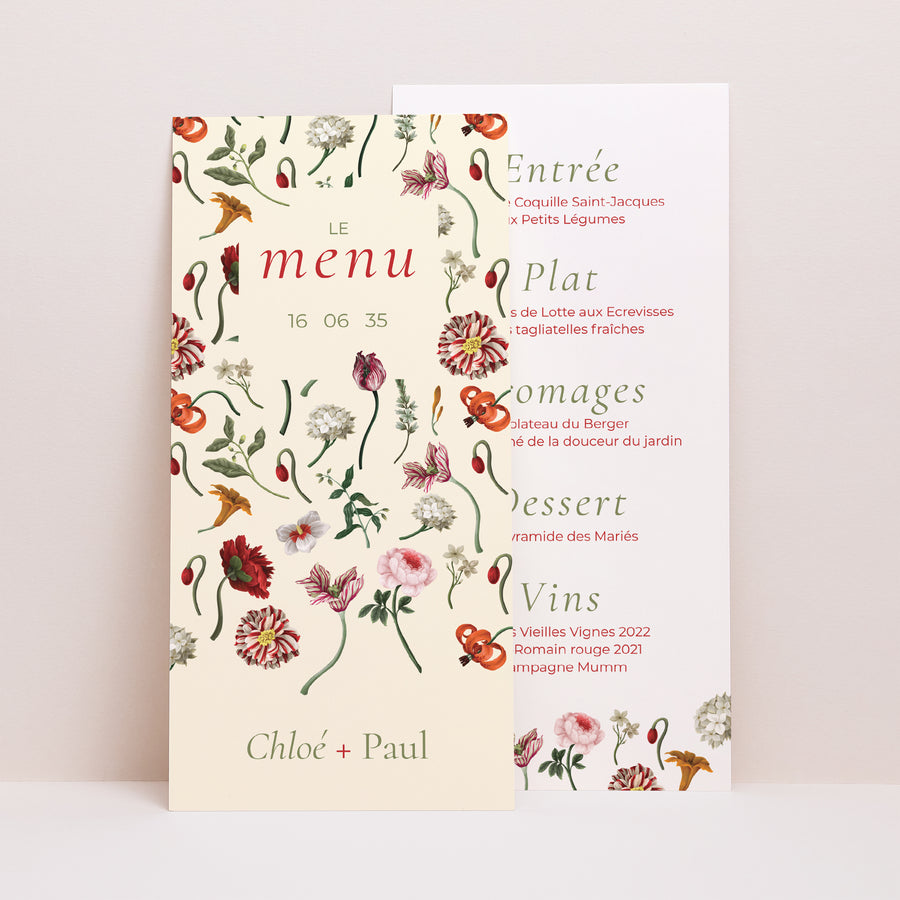 Menu Mariage Panoramique portrait Botanic Romance photo