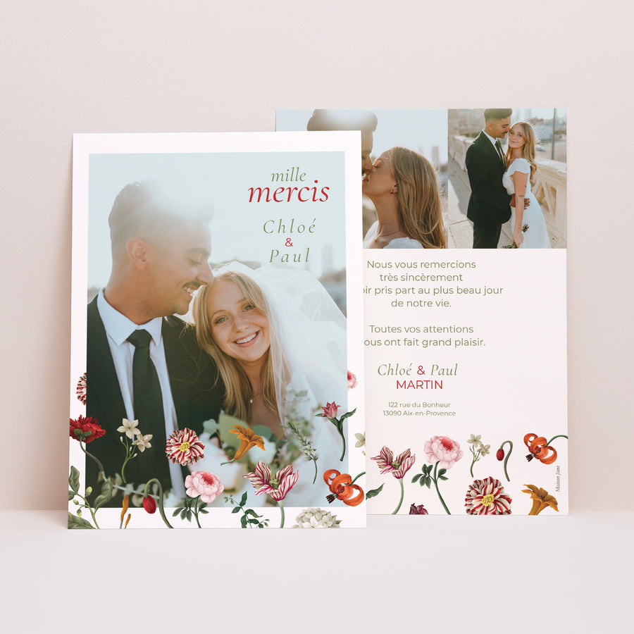 Remerciements Mariage Portrait Botanic Romance photo
