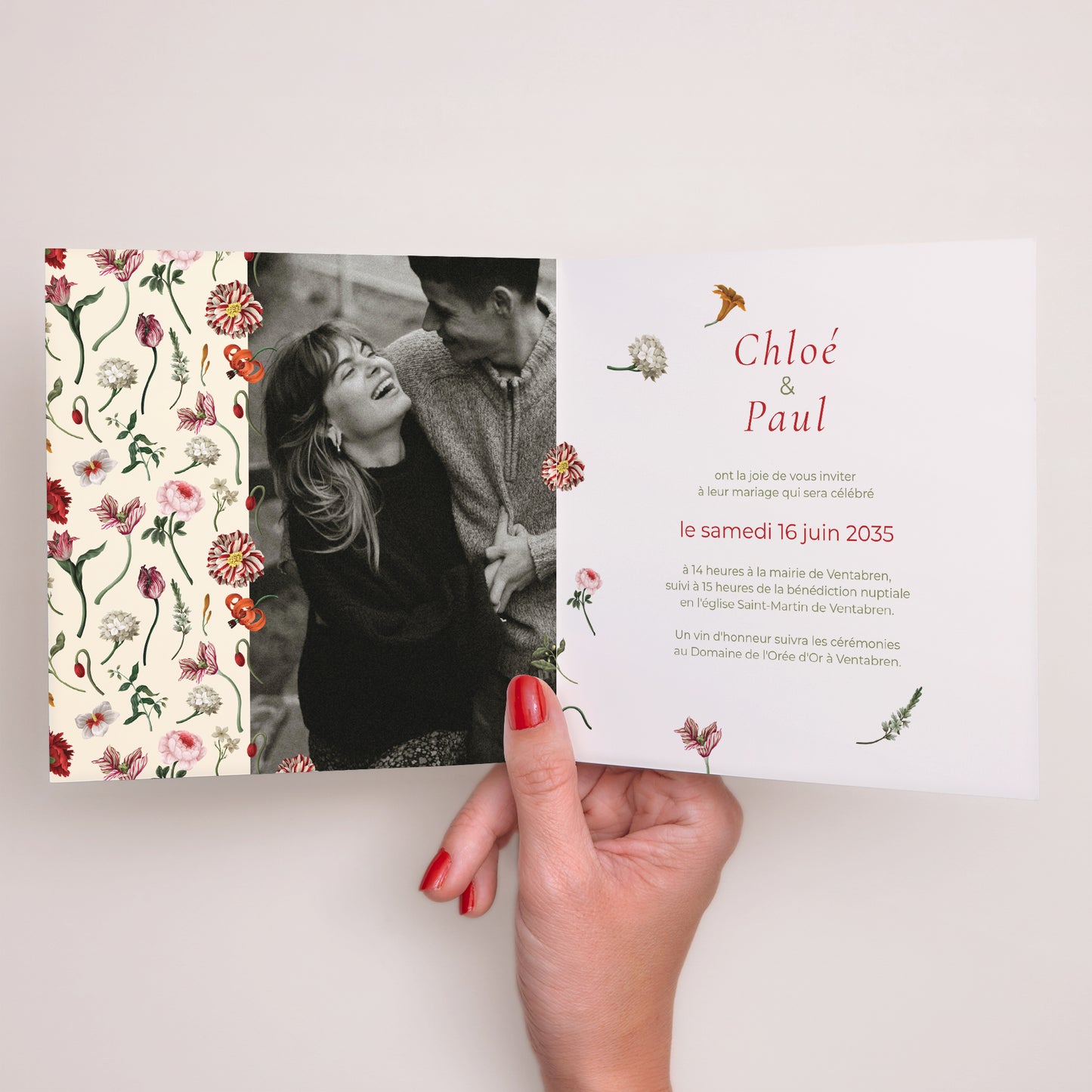 Faire-part Mariage Carré double volet Botanic Romance photo N° 2