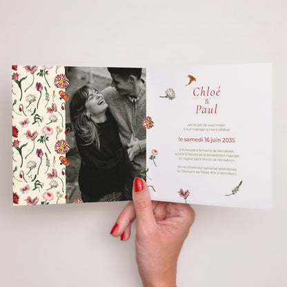 Faire-part Mariage Carré double volet Botanic Romance photo N° 2