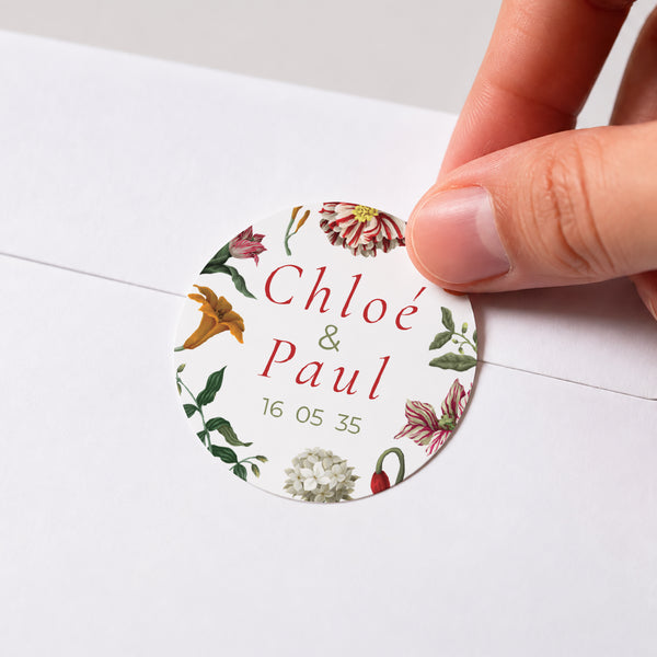 Sticker Mariage Rond Botanic Romance photo