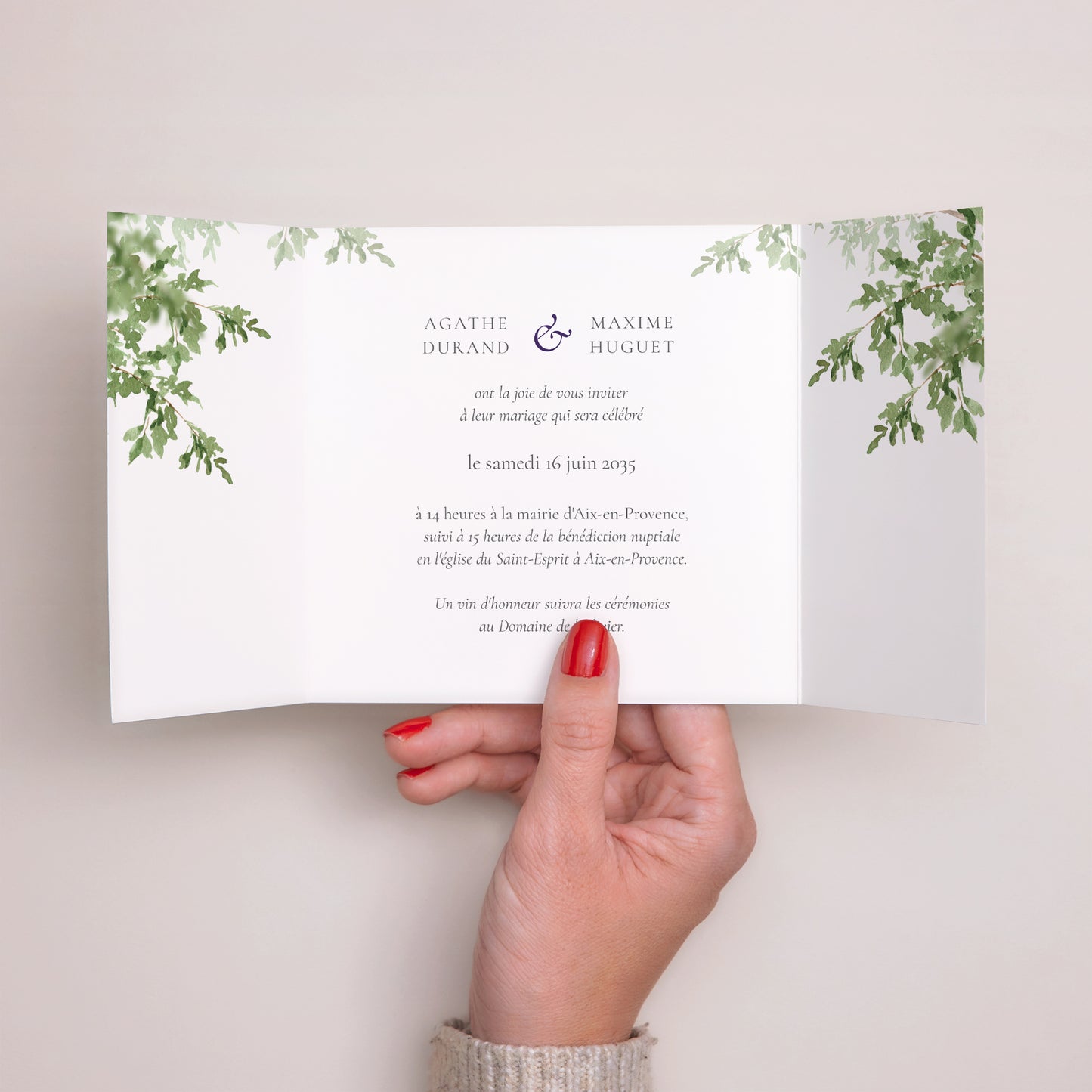 Faire-part Mariage Triptyque ouverture fenêtre Le Domaine de nos cœurs photo N° 2