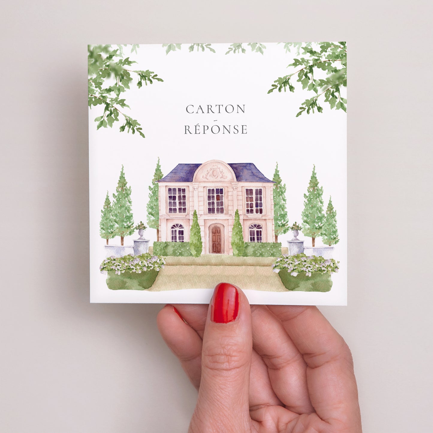 Carton réponse Mariage Carré Le Domaine de nos cœurs photo N° 2