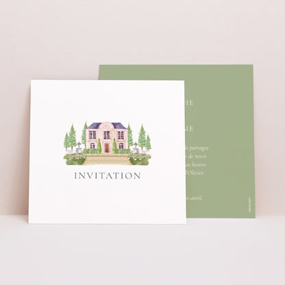 Invitations Mariage Carré Le Domaine de nos cœurs photo N° 1