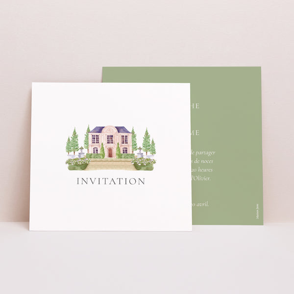 Invitations Mariage Carré Le Domaine de nos Cœurs photo
