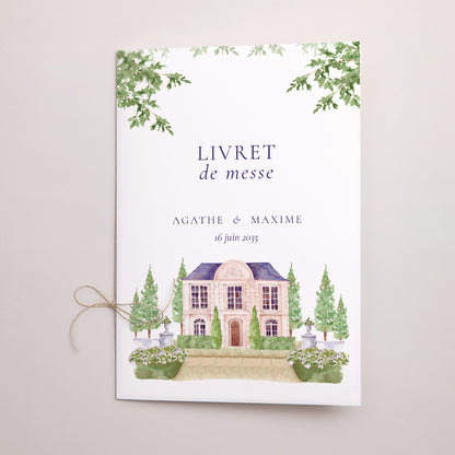 Livret de messe Mariage Double volet Le Domaine de nos cœurs photo N° 1