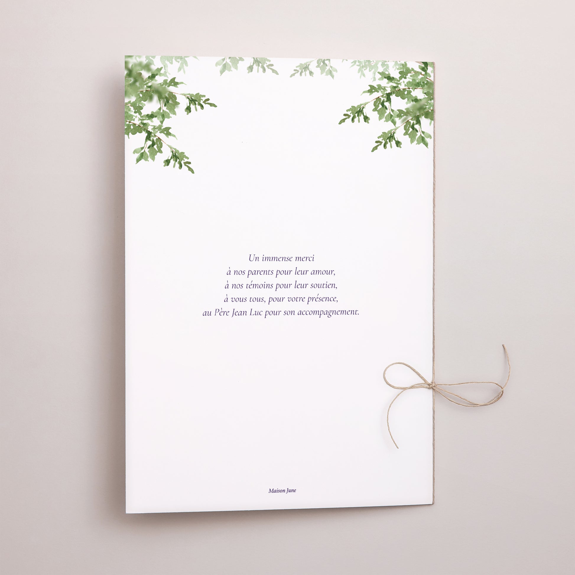 Livret de messe Mariage Double volet Le Domaine de nos cœurs photo N° 3