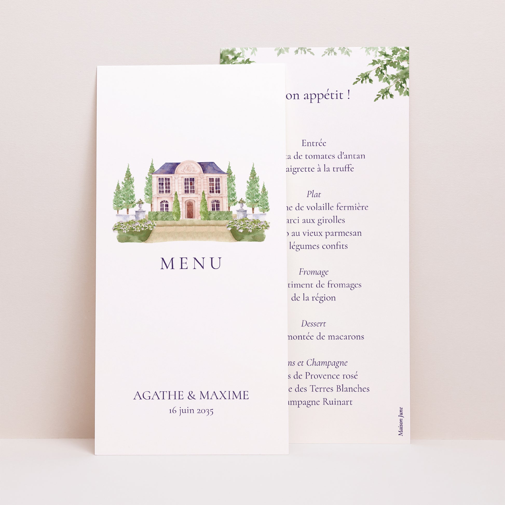 Menu Mariage Panoramique portrait Le Domaine de nos cœurs photo N° 1