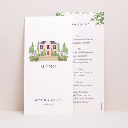 Menu Mariage Panoramique portrait Le Domaine de nos cœurs photo N° 1