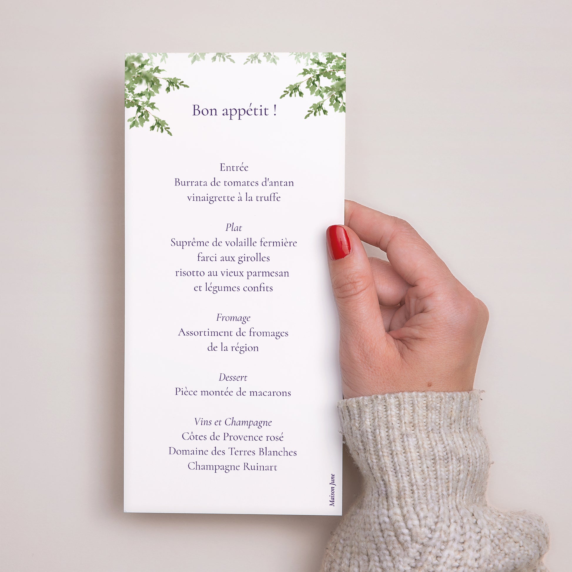 Menu Mariage Panoramique portrait Le Domaine de nos cœurs photo N° 3