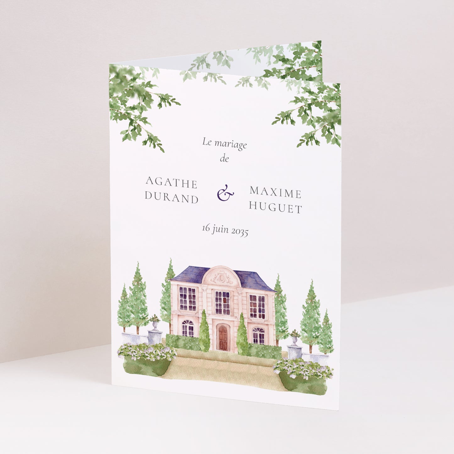 Faire-part Mariage Portrait double volet Le Domaine de nos cœurs photo N° 1