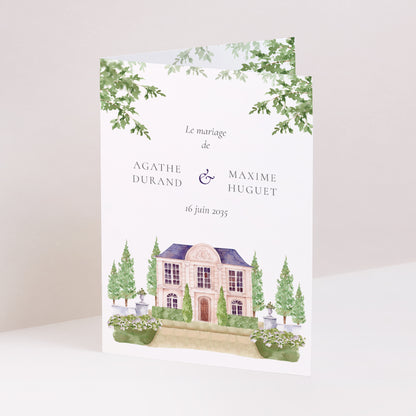 Faire-part Mariage Portrait double volet Le Domaine de nos cœurs photo N° 1