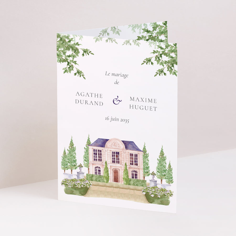 Faire-part Mariage Portrait double volet Le Domaine de nos cœurs photo