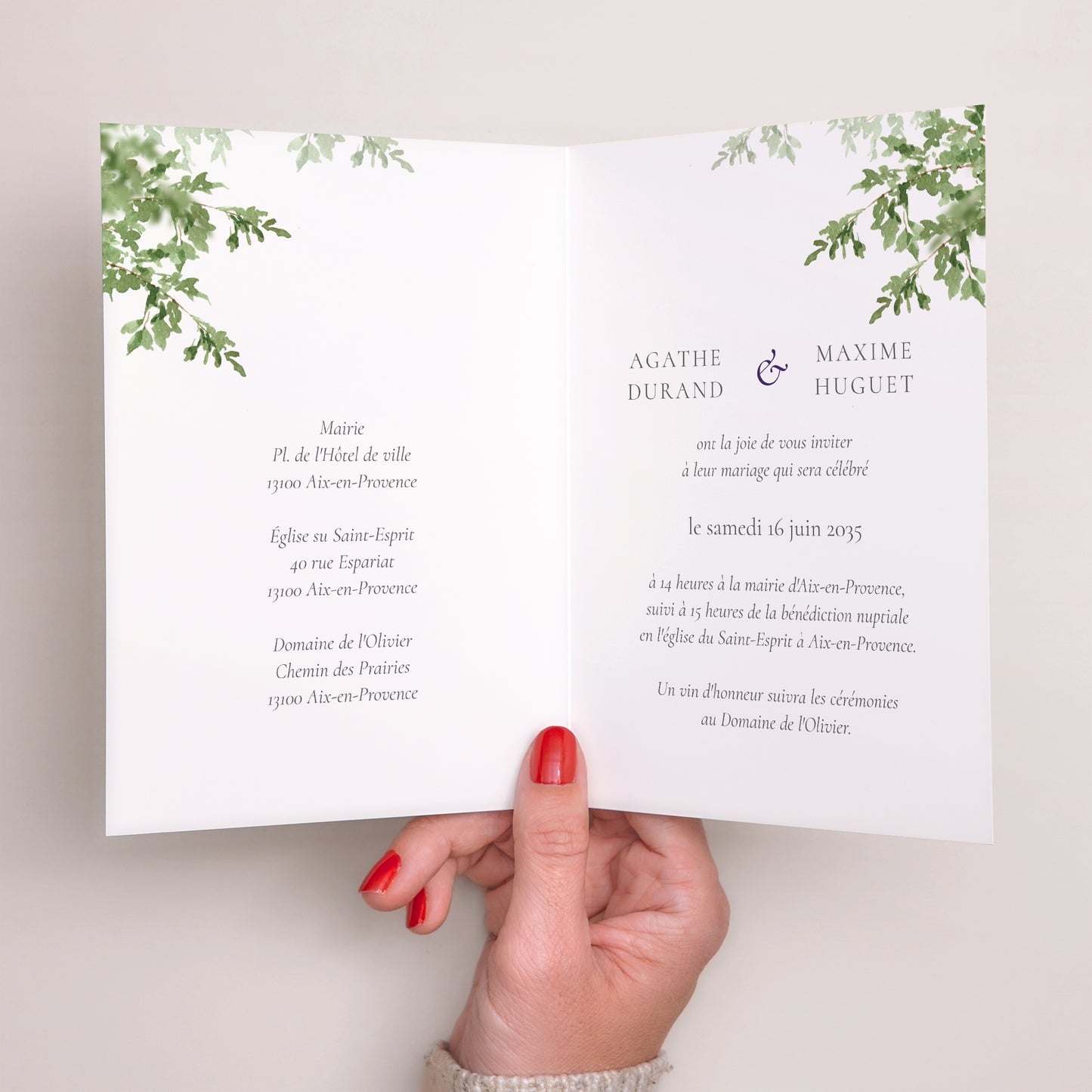 Faire-part Mariage Portrait double volet Le Domaine de nos cœurs photo N° 2