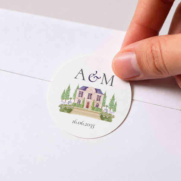 Sticker Mariage Rond Le Domaine de nos Cœurs photo