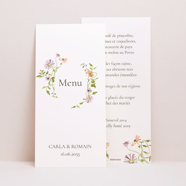 Menu Mariage Panoramique portrait La Promesse Fleurie photo