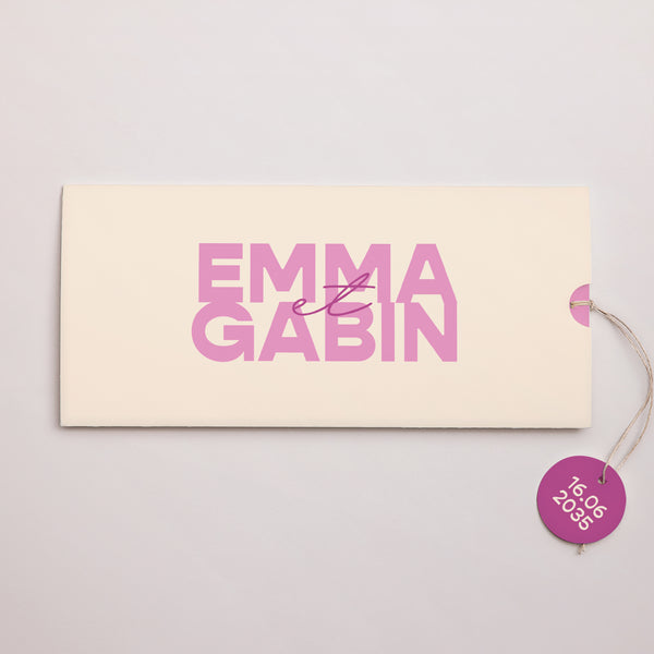 Faire-part Mariage Pochette 2 cartes, étiquette Color Mood photo