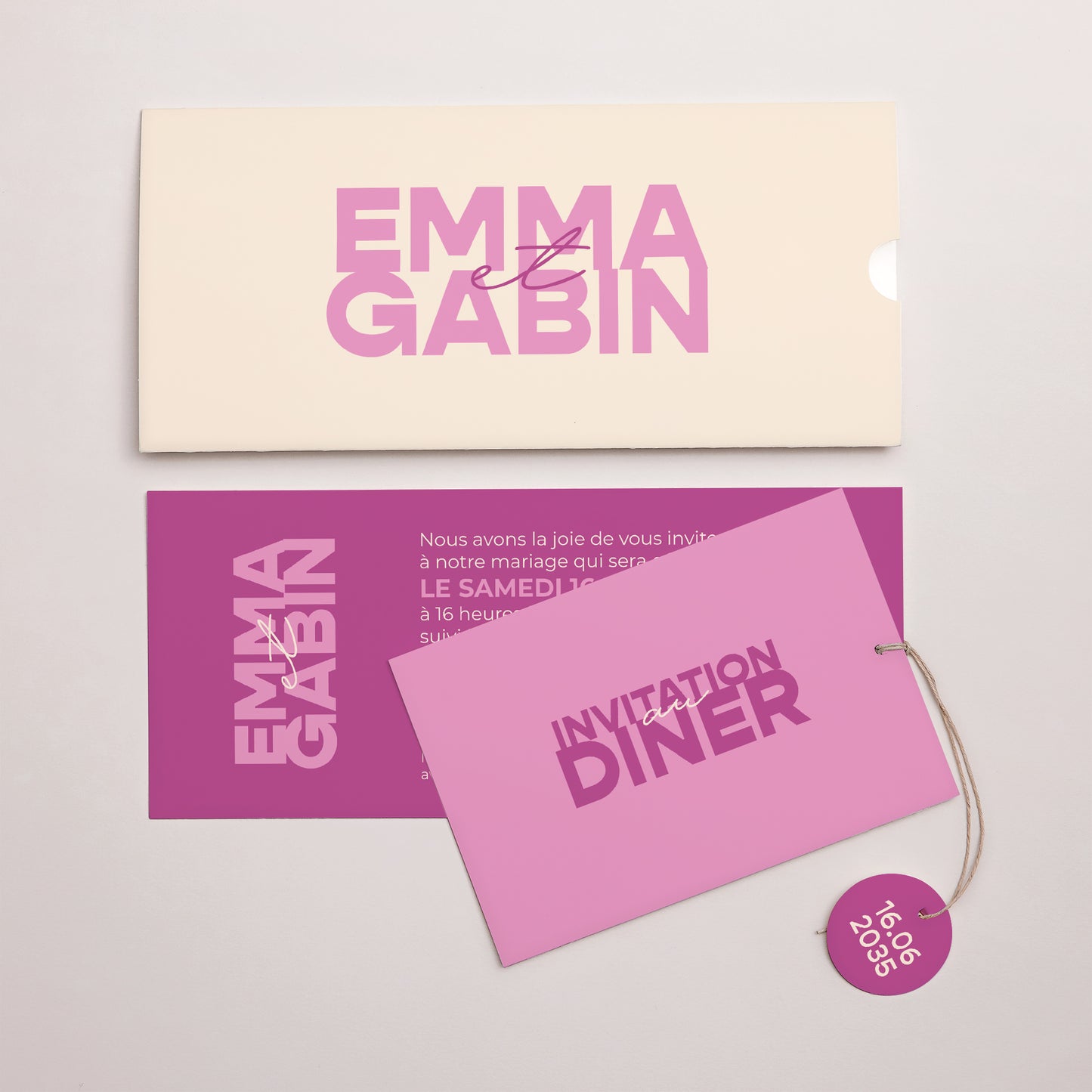 Faire-part Mariage Pochette 2 cartes, étiquette Color Mood photo N° 3