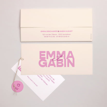 Faire-part Mariage Pochette 2 cartes, étiquette Color Mood photo N° 4