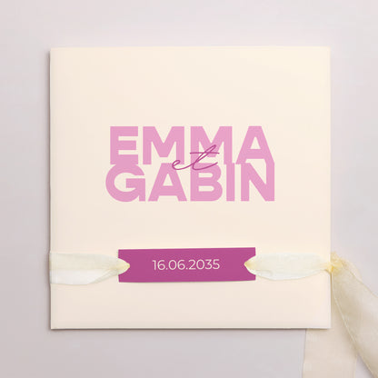 Faire-part Mariage Pochette carrée, 3 cartes, étiquette Color Mood photo N° 1