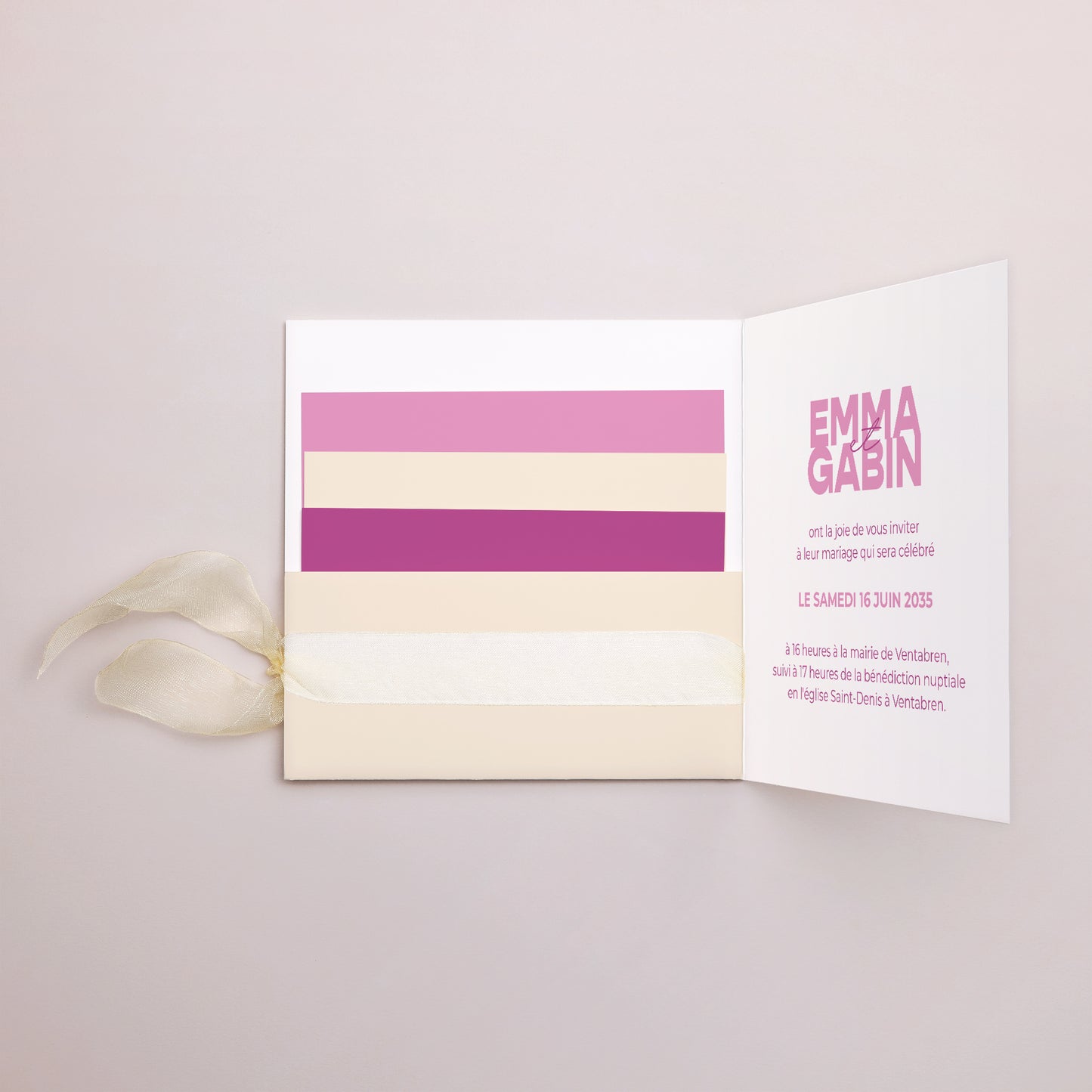 Faire-part Mariage Pochette carrée, 3 cartes, étiquette Color Mood photo N° 2