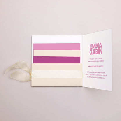 Faire-part Mariage Pochette carrée, 3 cartes, étiquette Color Mood photo N° 2