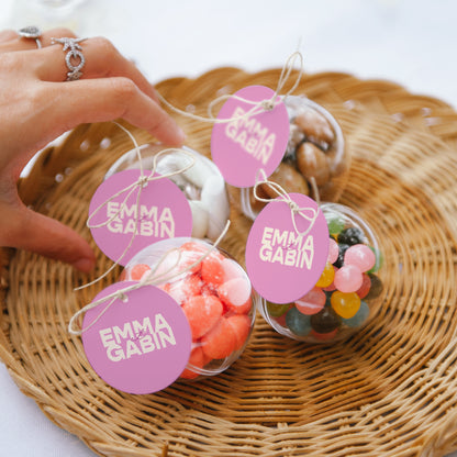 Boîte à dragées Mariage boule avec étiquette ronde Color Mood photo N° 2