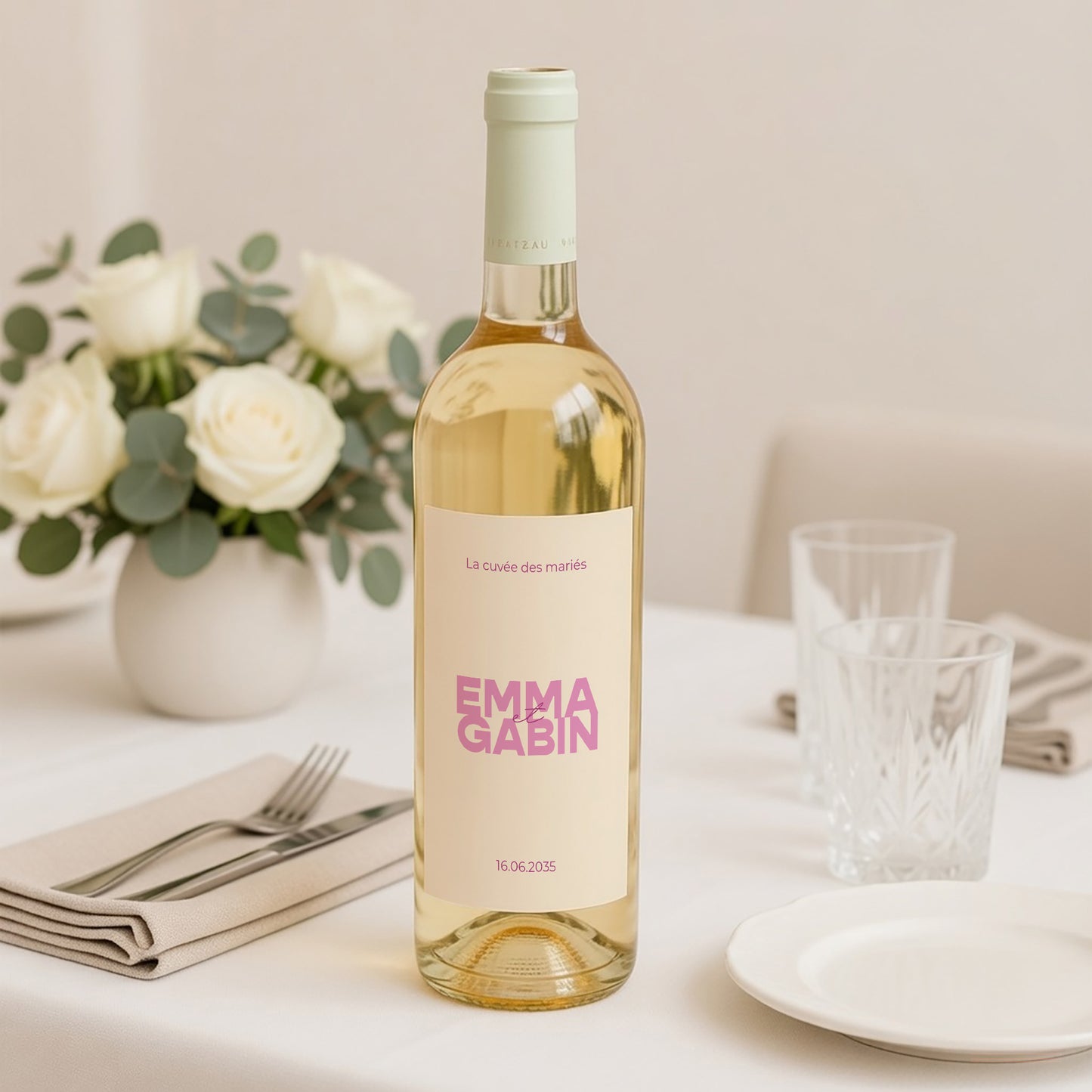 Etiquette bouteille Mariage Portrait Color Mood photo N° 2