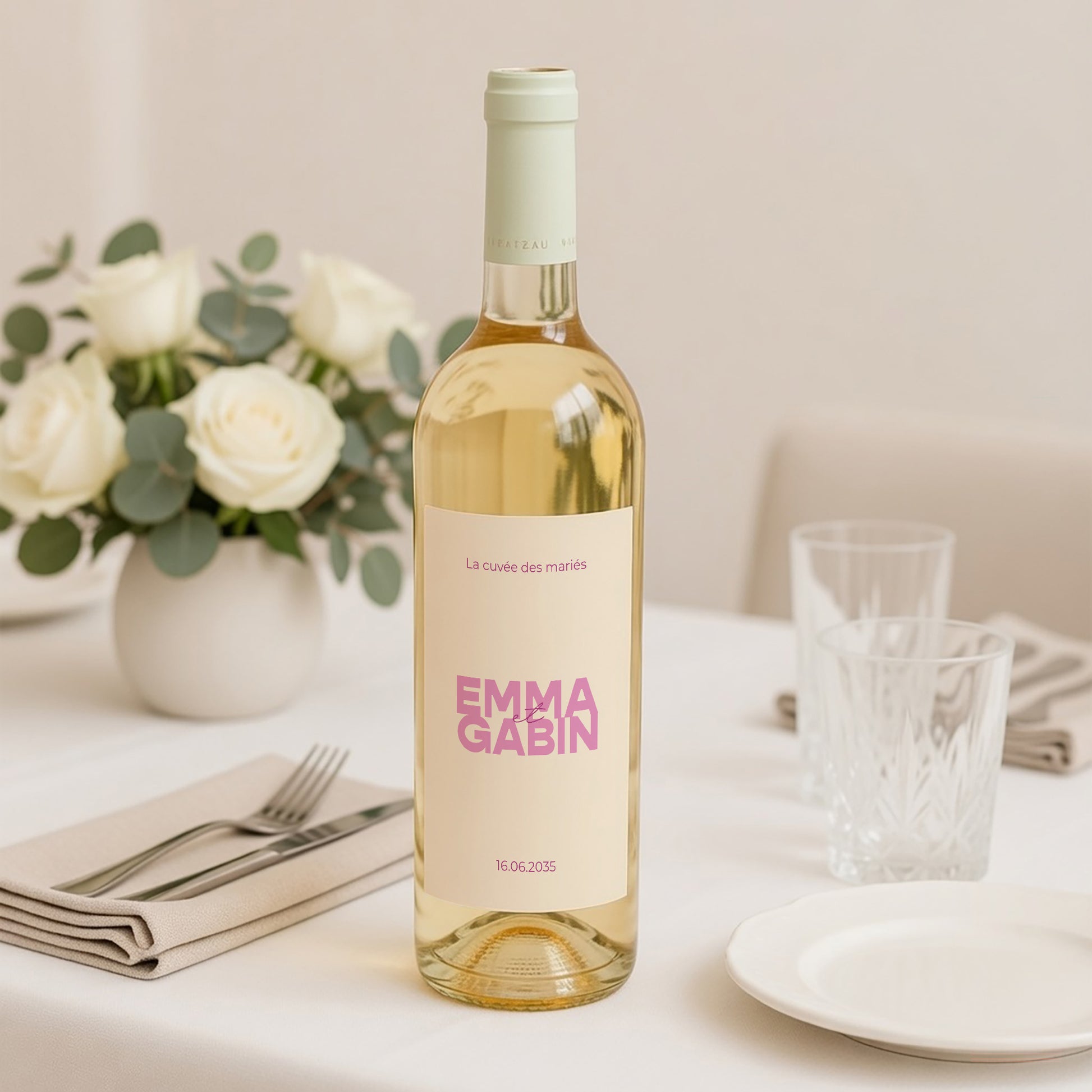 Etiquette bouteille Mariage Portrait Color Mood photo N° 2