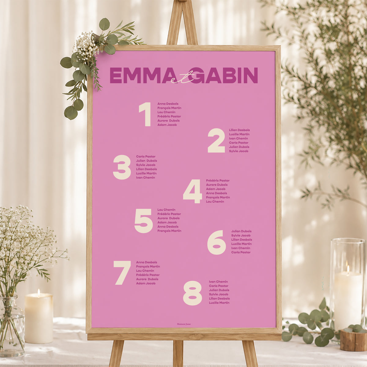 Plan de table Mariage Portrait 60 x 90 cm Color Mood photo N° 1
