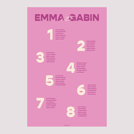 Plan de table Mariage Portrait 60 x 90 cm Color Mood