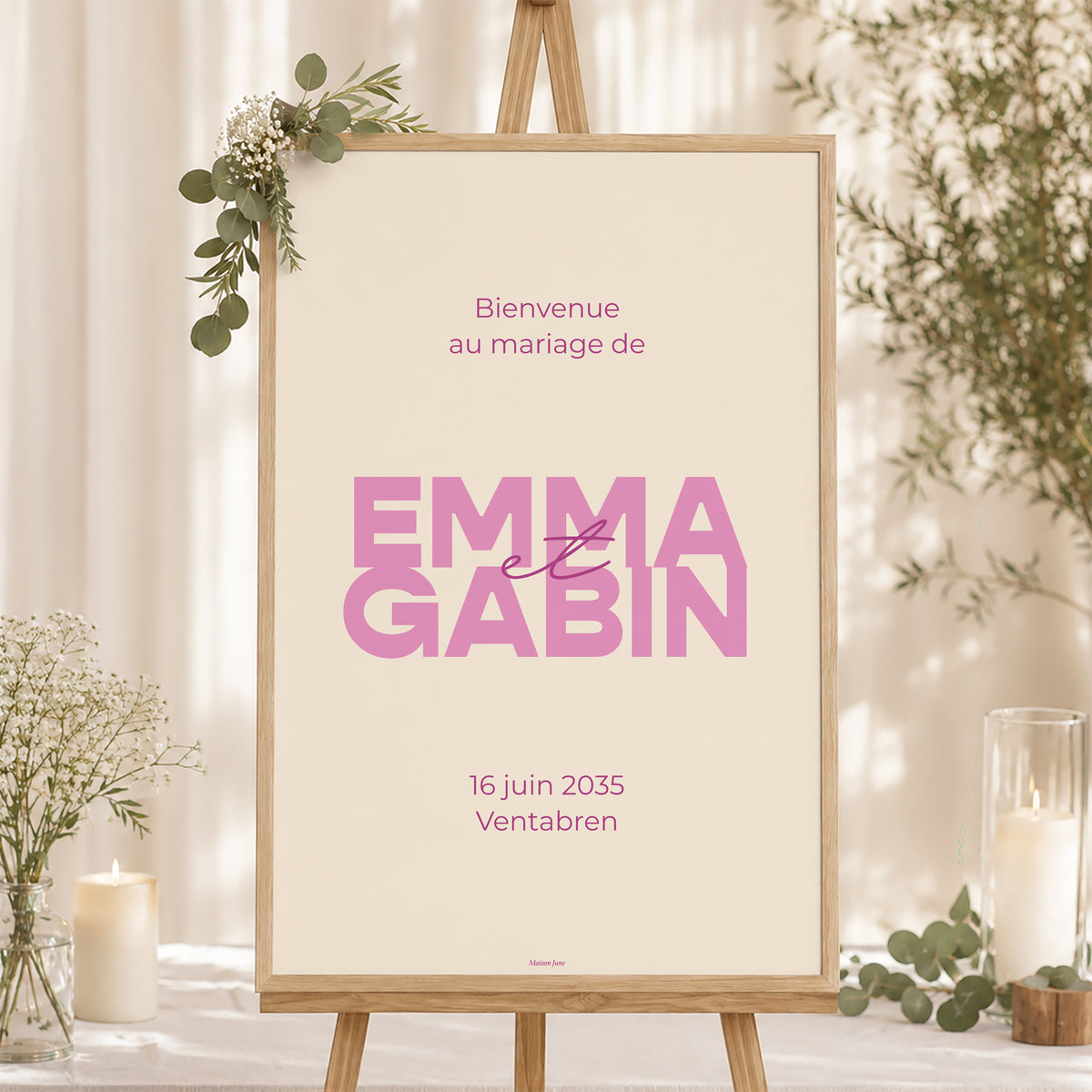 Panneau bienvenue Mariage Portrait 60 x 90 cm Color Mood photo N° 1