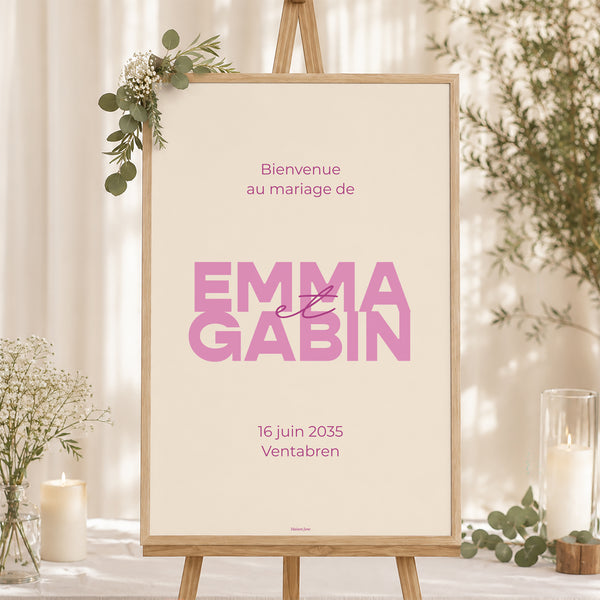 Panneau bienvenue Mariage Portrait 60 x 90 cm Color Mood photo