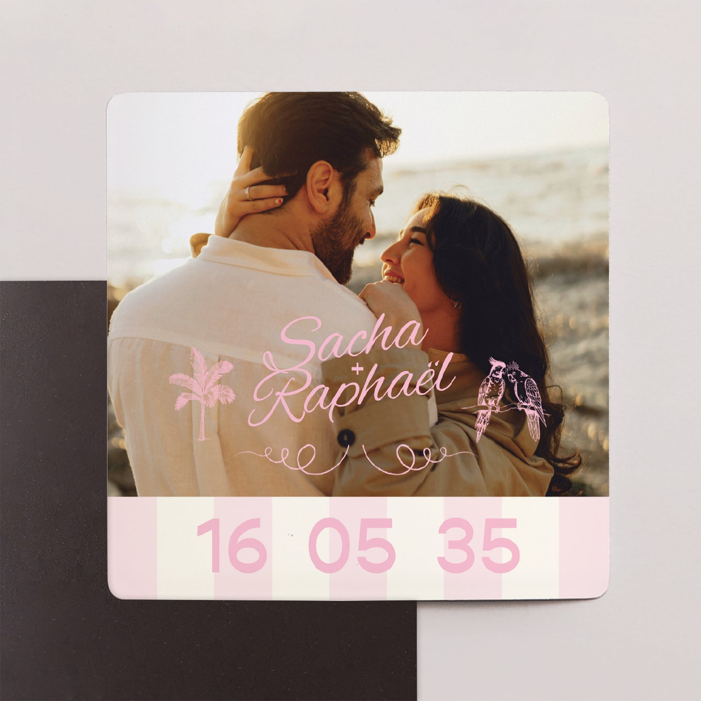 Save the date Mariage Lot de 9, magnétique Lovebirds photo N° 1