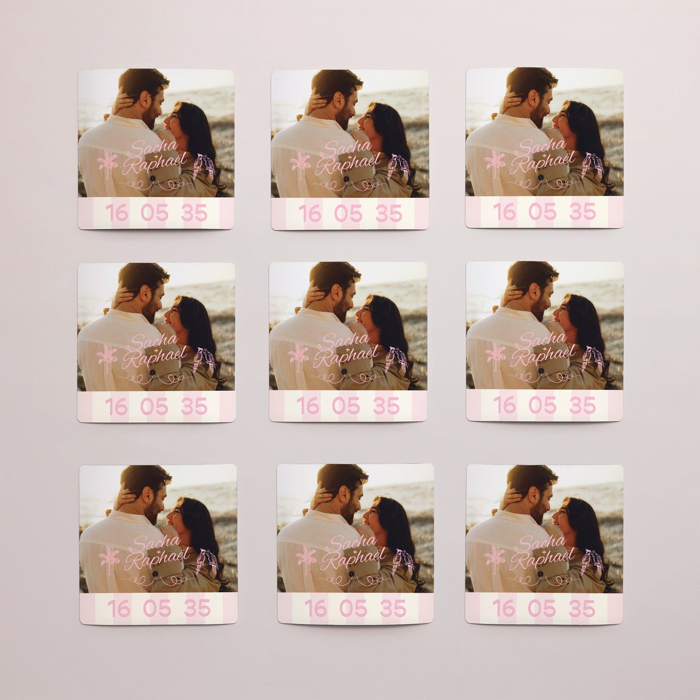 Save the date Mariage Lot de 9, magnétique Lovebirds photo N° 3