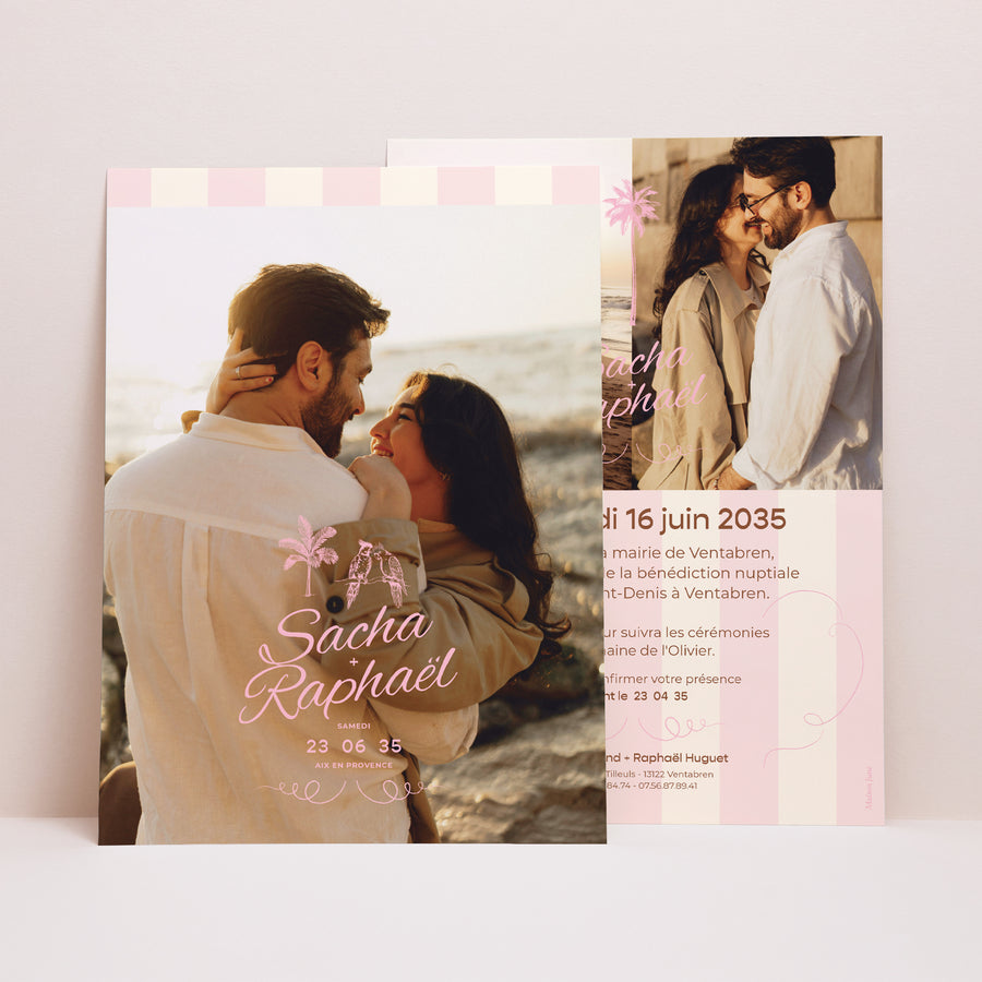 Faire-part Mariage Grand format rectangle Lovebirds photo