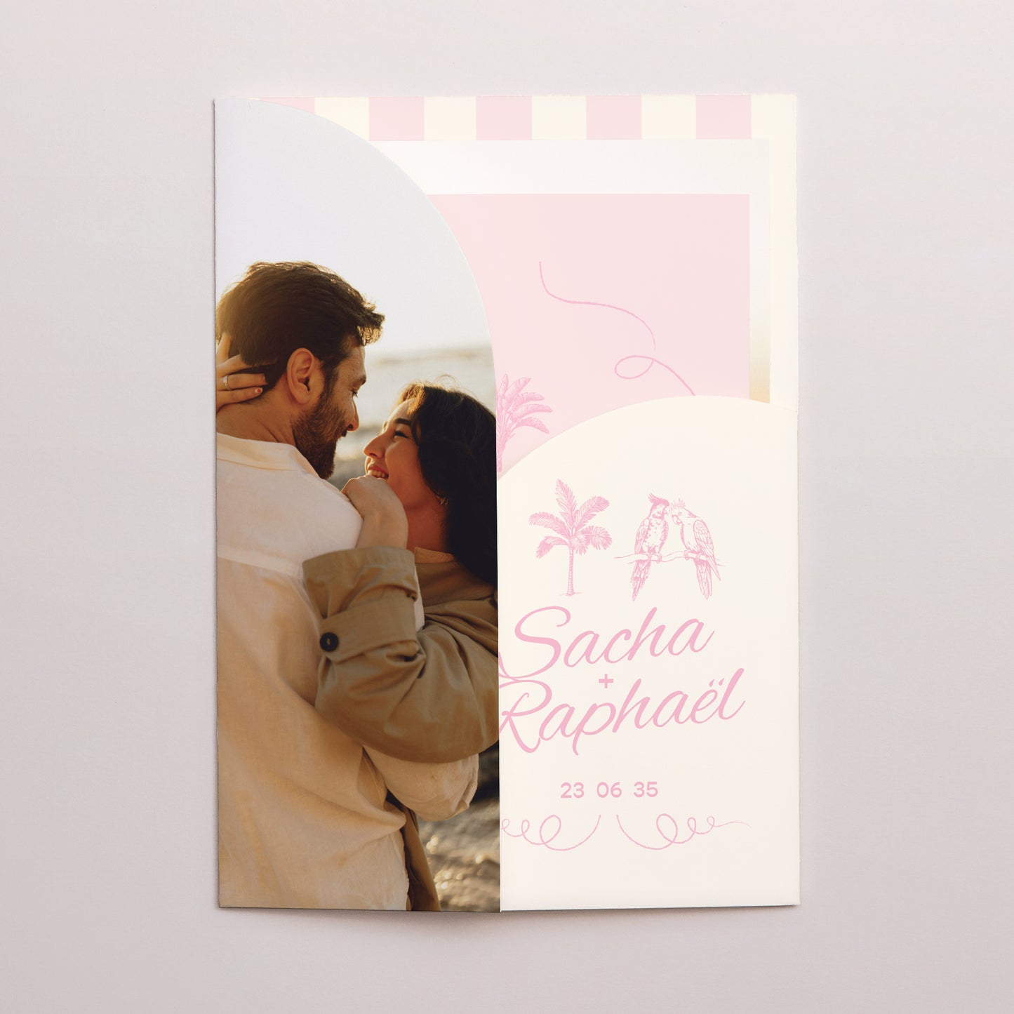 Faire-part Mariage Pochette 2 cartes Lovebirds photo N° 2