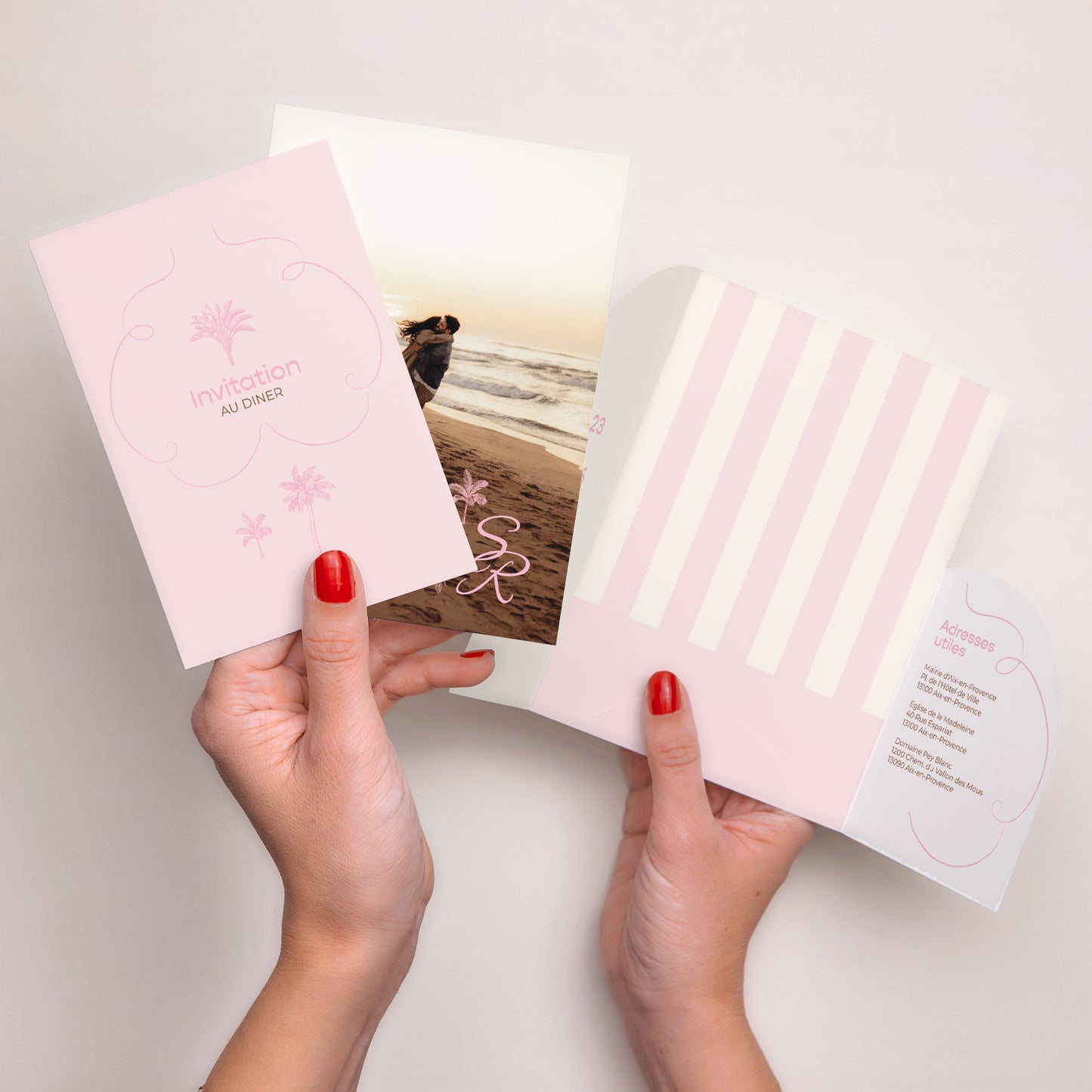 Faire-part Mariage Pochette 2 cartes Lovebirds photo N° 4