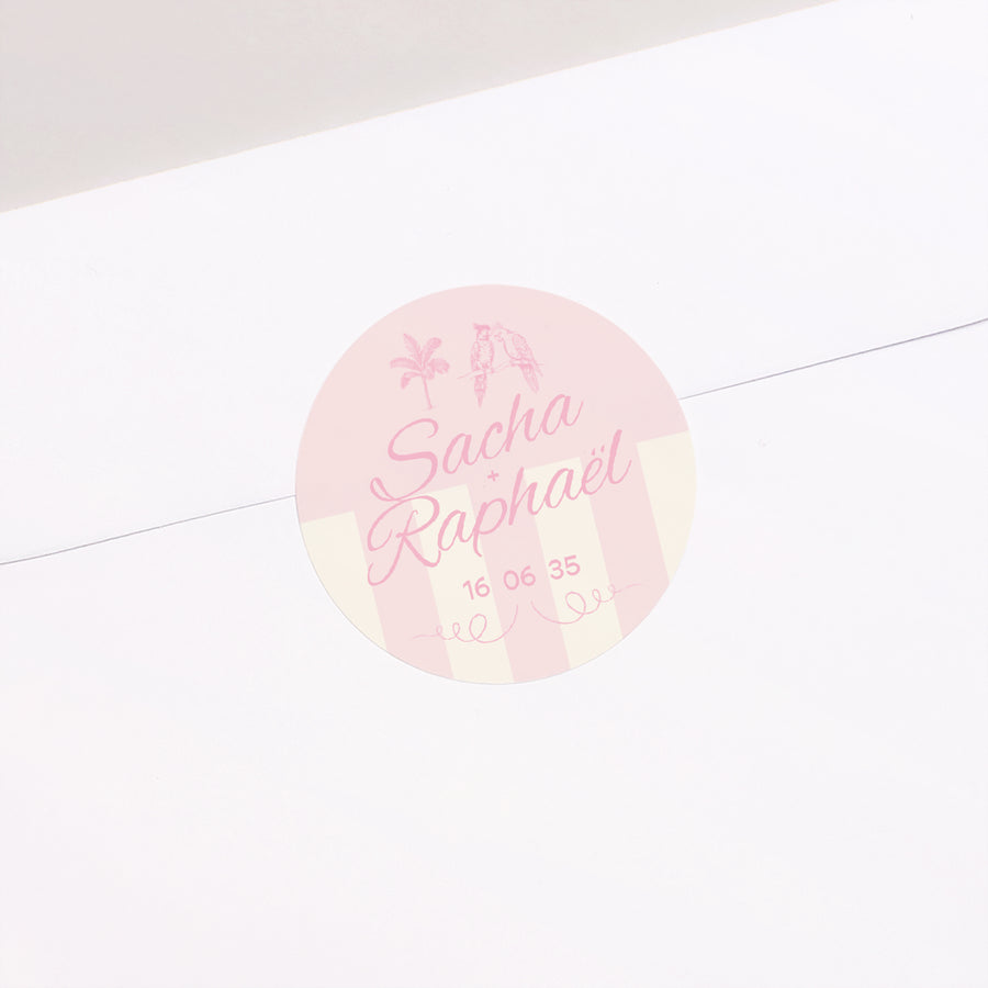 Sticker Mariage Rond Lovebirds photo