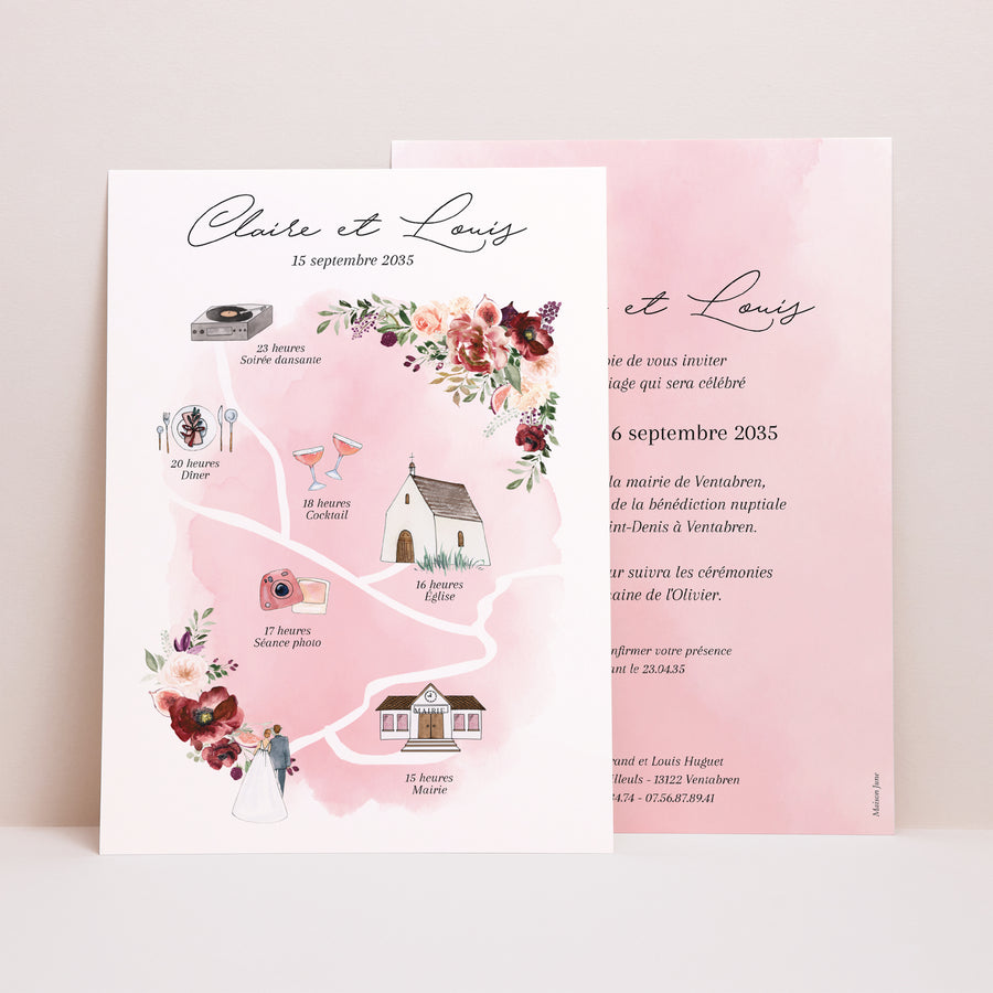 Faire-part Mariage Grand format rectangle La Route du Bonheur photo