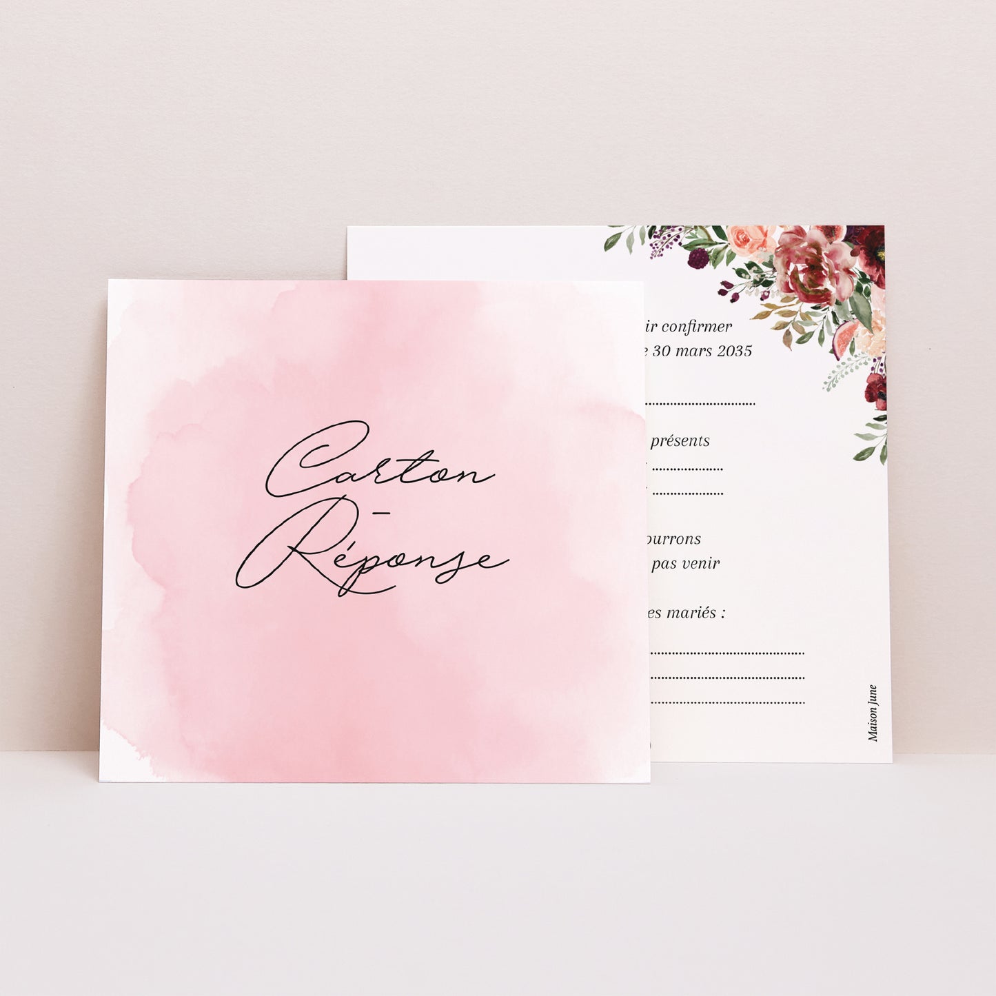 Carton réponse Mariage Carré La Route du Bonheur photo N° 1