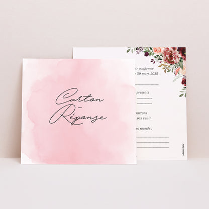 Carton réponse Mariage Carré La Route du Bonheur photo N° 1