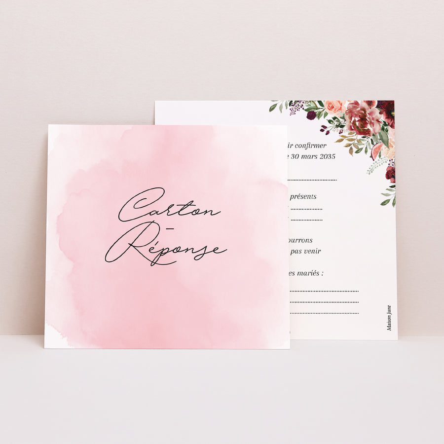 Carton réponse Mariage Carré La Route du Bonheur photo
