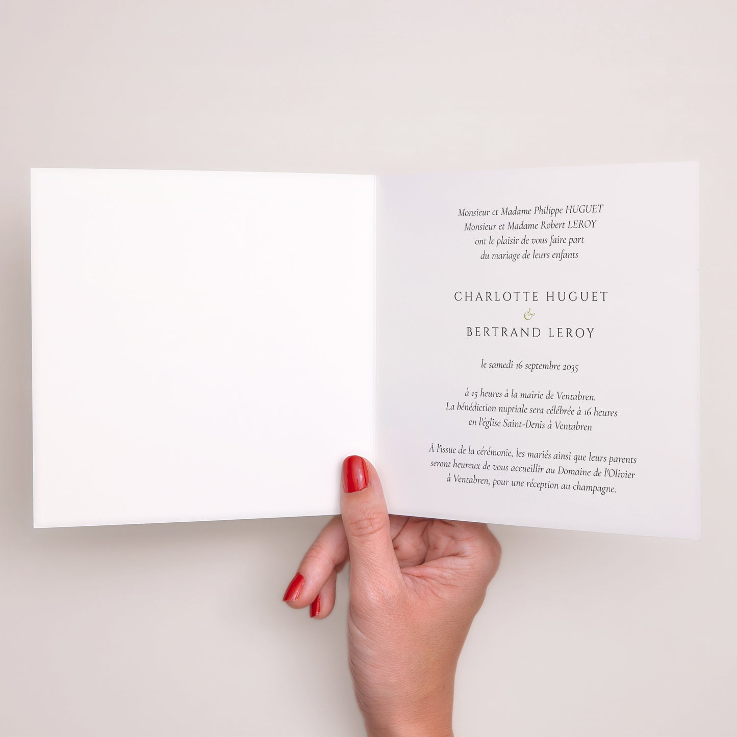 Faire-part Mariage Carré double volet L’Écrin du Domaine photo N° 2