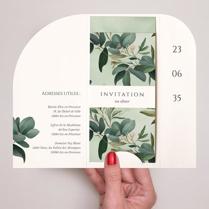 Faire-part Mariage Pochette, 2 cartes, étiquette ronde Lisière d’Amour photo N° 2