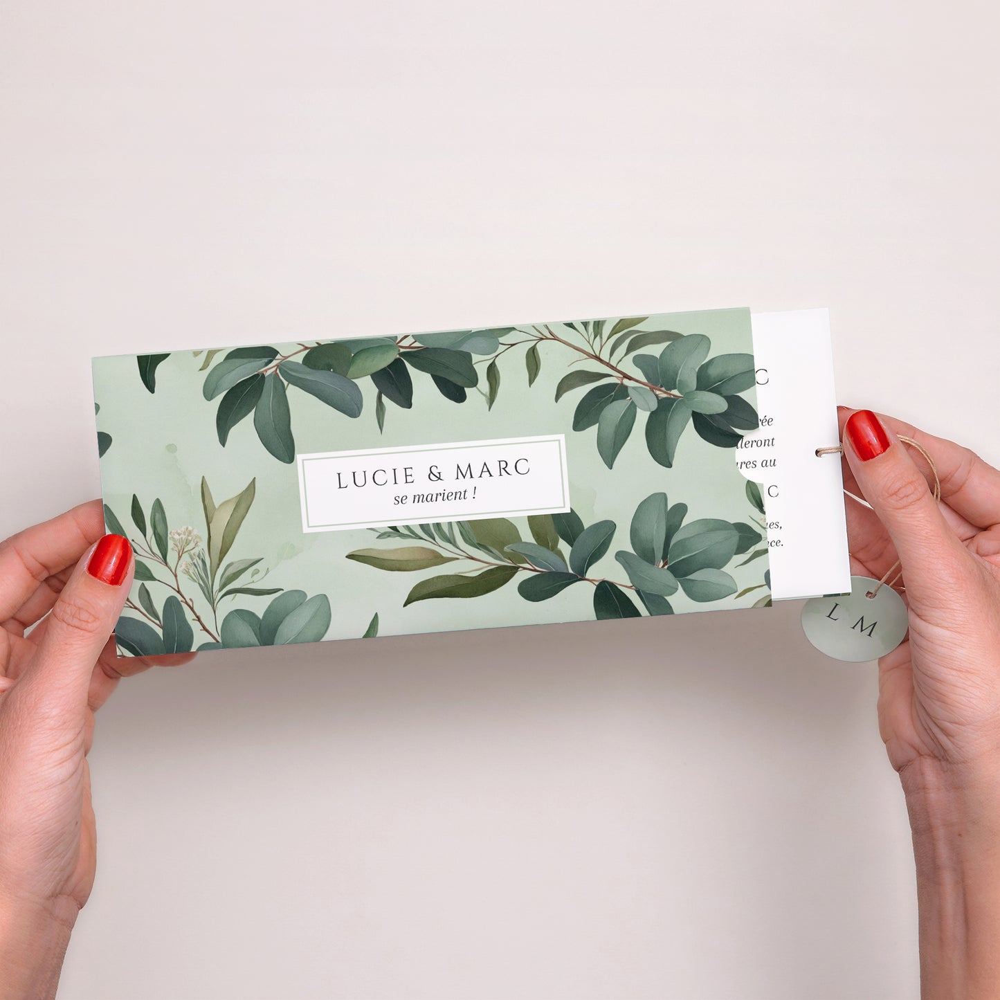 Faire-part Mariage Pochette 2 cartes, étiquette Lisière d’Amour photo N° 2