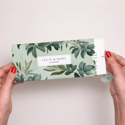Faire-part Mariage Pochette 2 cartes, étiquette Lisière d’Amour photo N° 2